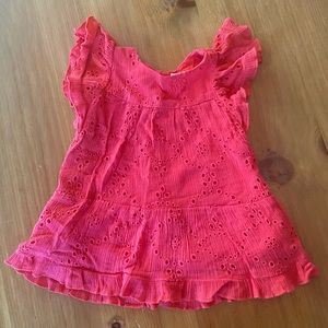 Zara baby coral red eyelet dress with ruffle